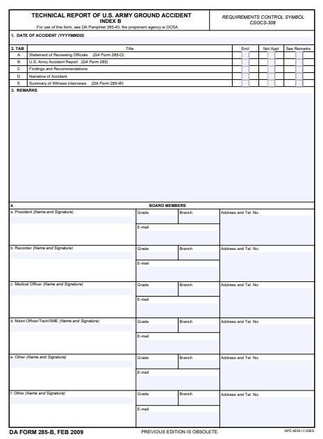 Download da Form 285-B