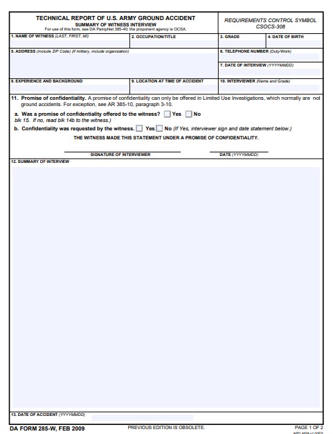 Download da Form 285-W