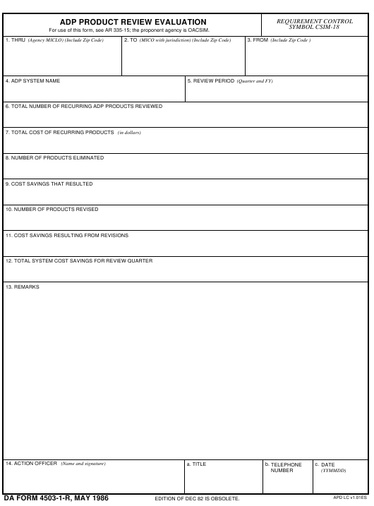 Download da Form 4503-1-R