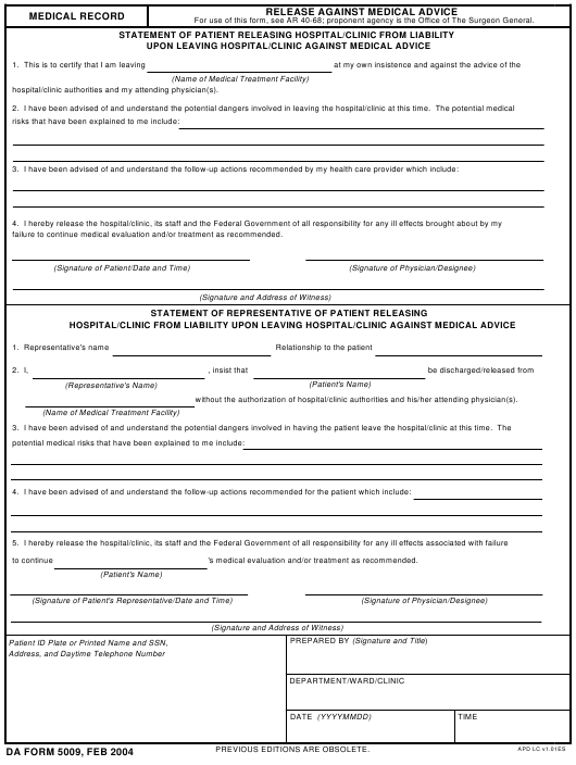 Download da Form 5009