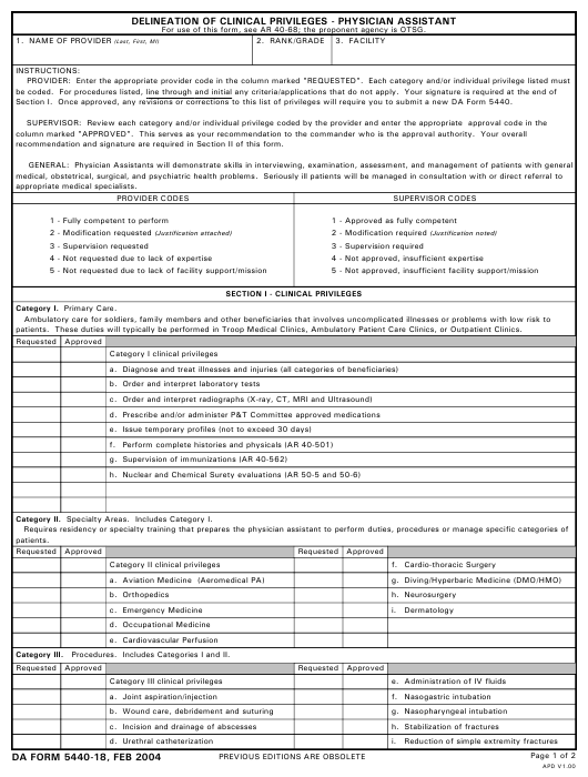 Download da Form 5440-18