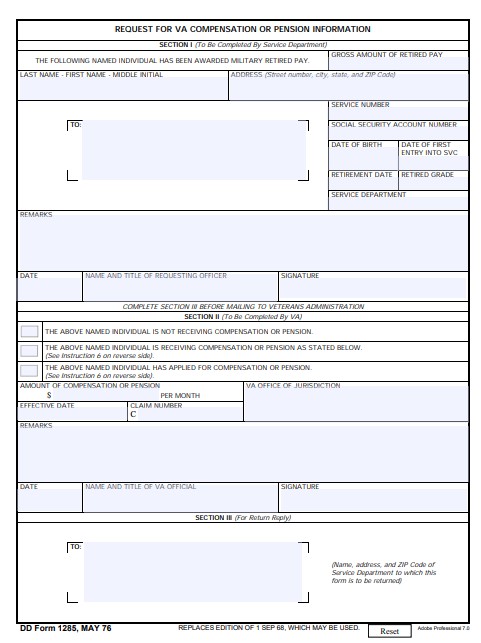 Download dd Form 1285