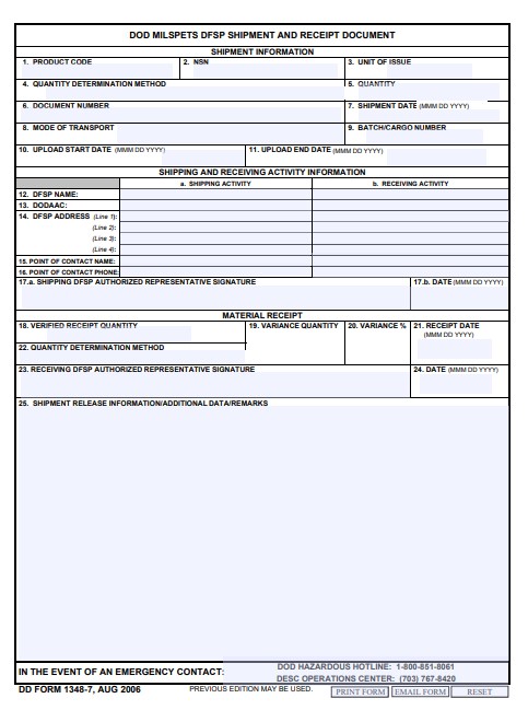 Download dd Form 1348-7