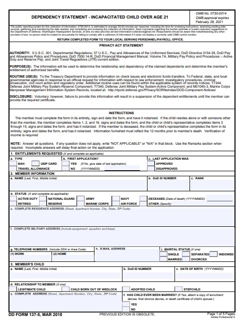 Download dd Form 137-5