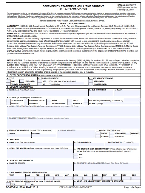 Download dd Form 137-6