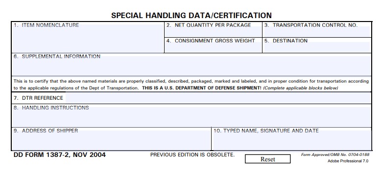 Download dd Form 1387-2