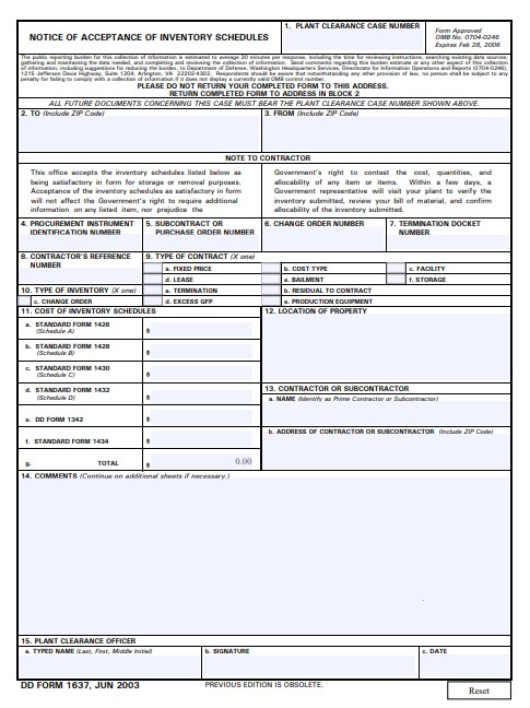 Download dd Form 1637