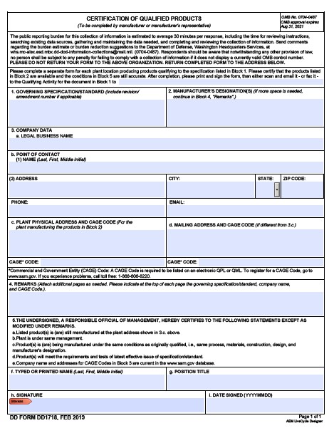 Download dd Form 1718