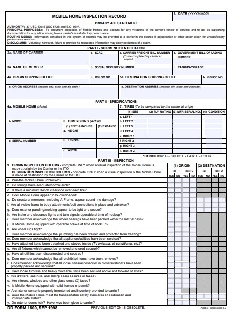 Download dd Form 1800