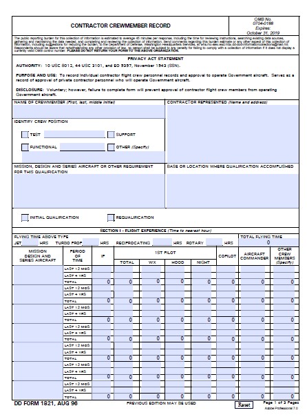 Download dd Form 1821