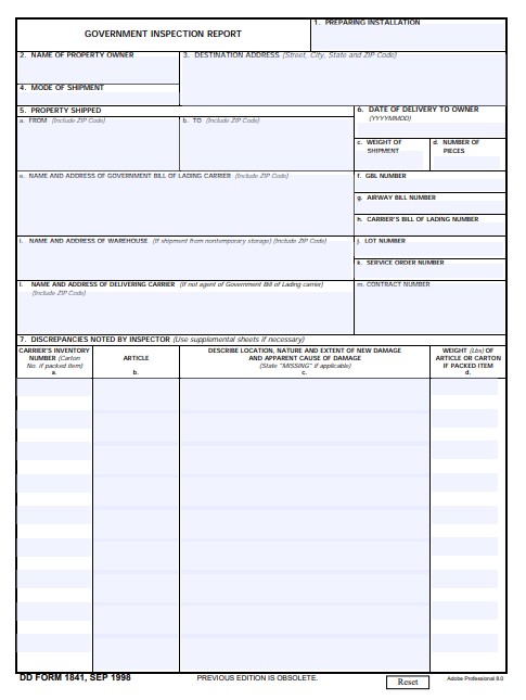 Download dd Form 1841