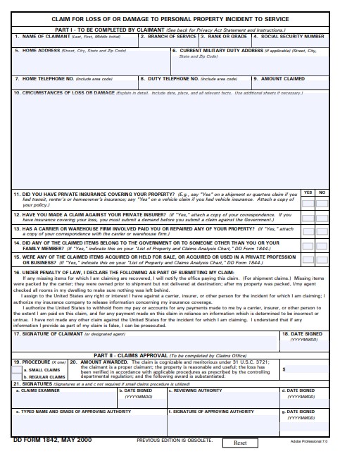 Download dd Form 1842