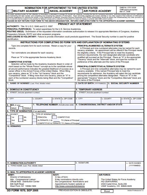 Download dd Form 1870