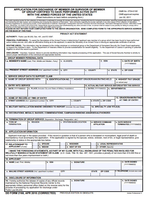 Download dd Form 2168