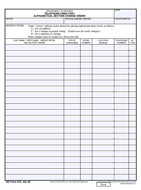 Download dd Form 218