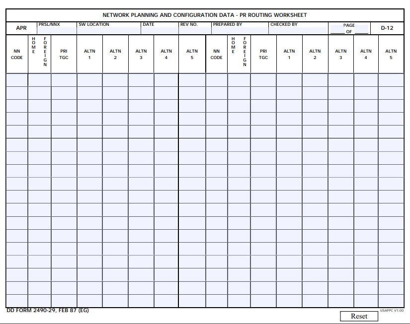 Download dd Form 2490-29