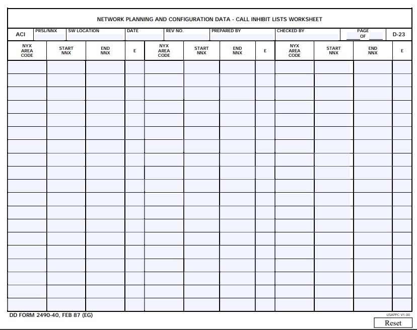 Download dd Form 2490-40