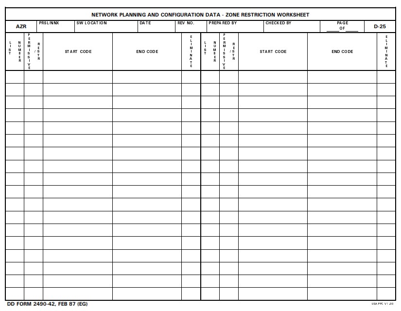 Download dd Form 2490-42