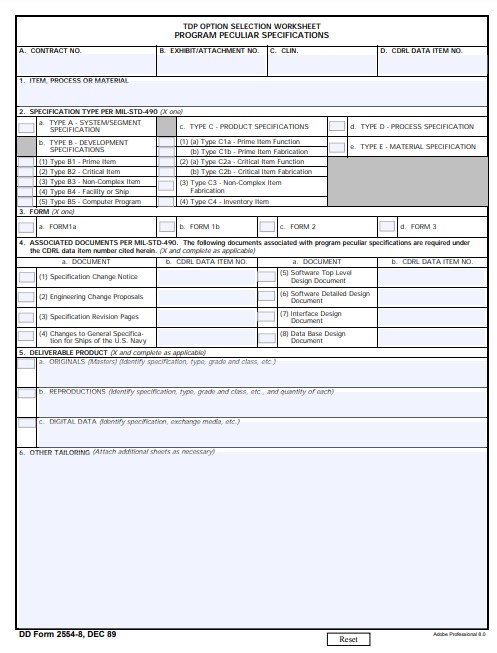 Download dd Form 2554-8