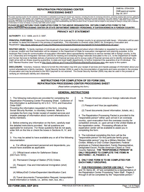 Download dd Form 2585