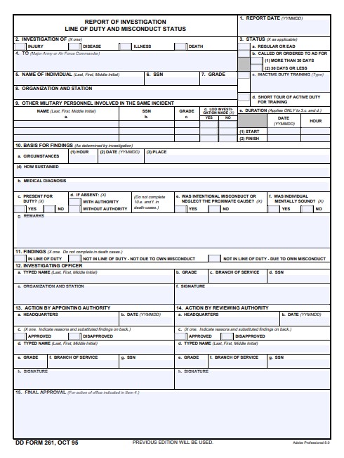 Download dd Form 261