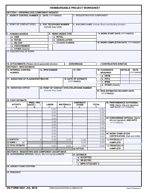 Download dd Form 2647