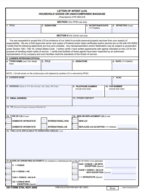 Download dd Form 2784