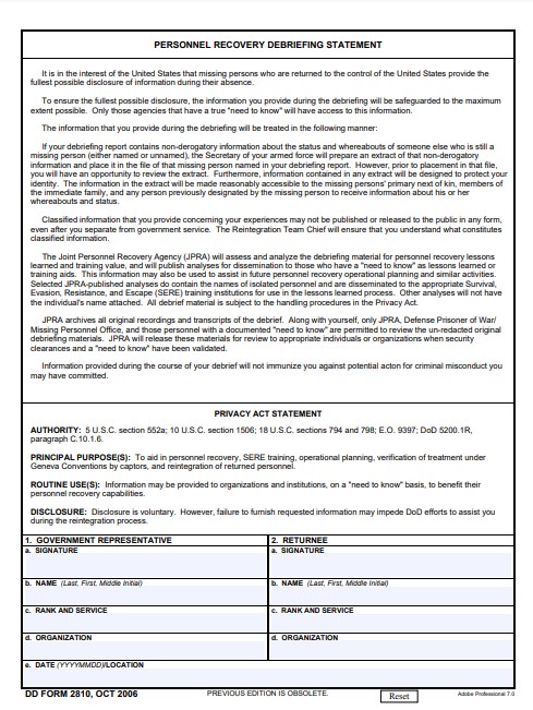 Download dd Form 2810