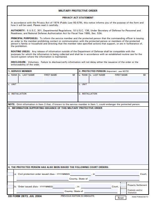 Download dd Form 2873