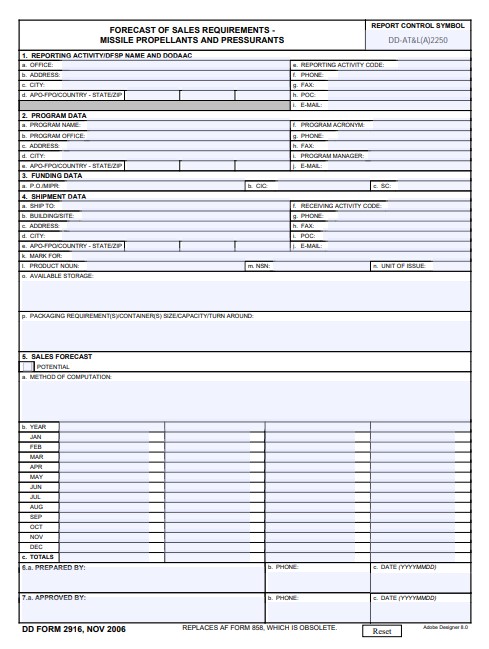 Download dd Form 2916