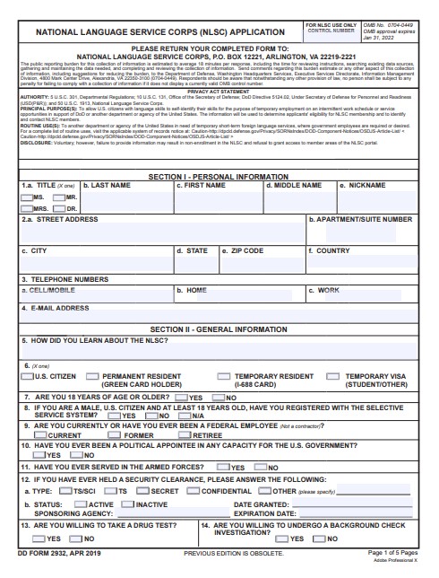 Download dd Form 2932