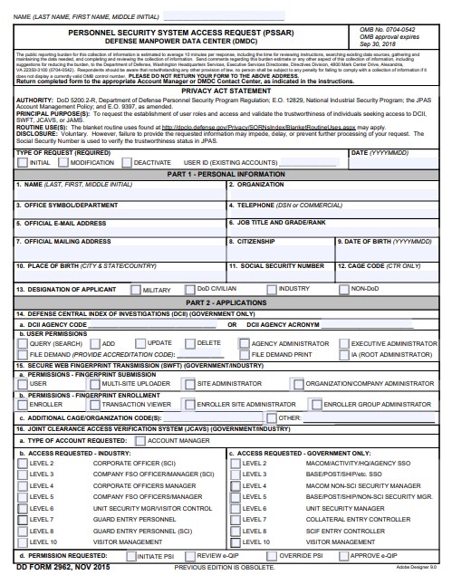 Download dd Form 2962