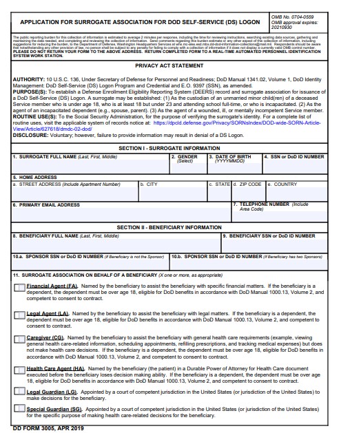 Download dd Form 3005