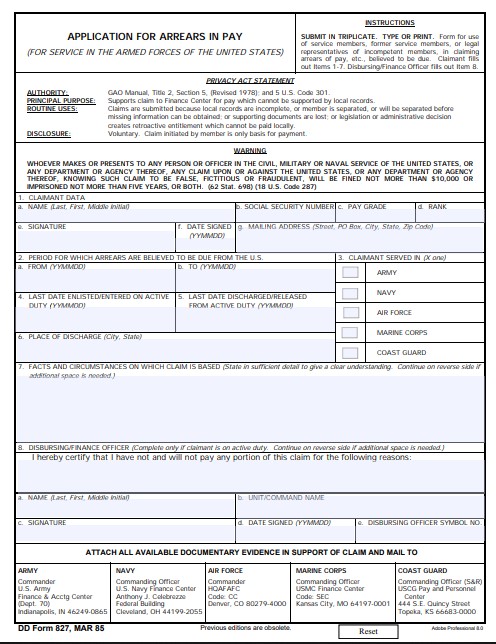 Download dd Form 827