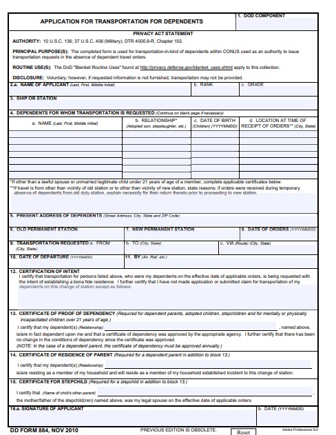 Download dd Form 884