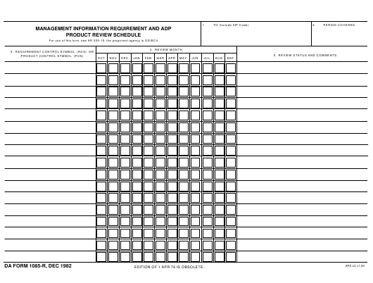 DA Form 1085-R form preview