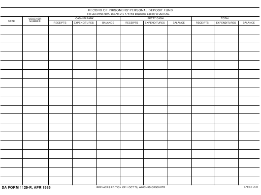 DA Form 1129-R form preview