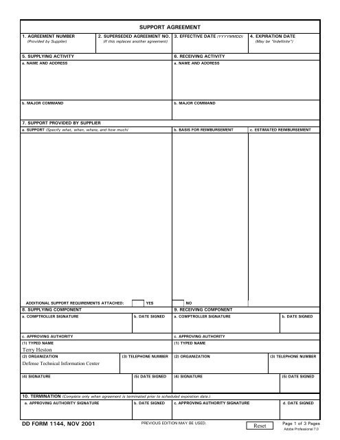 DA Form 1144 form preview