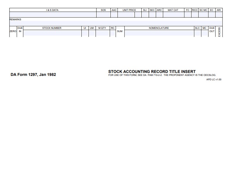 DA Form 1297 form preview