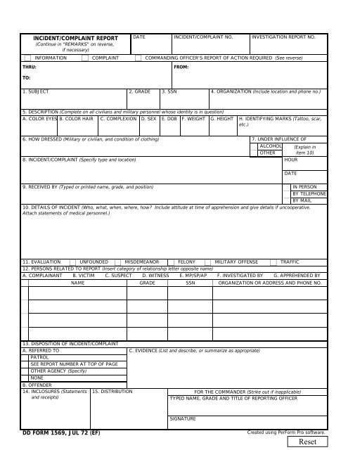DA Form 1569 form preview