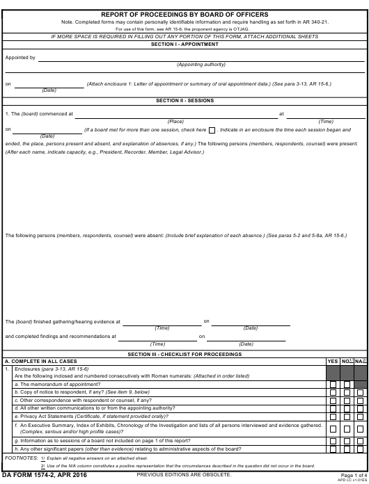DA Form 1574-2 form preview