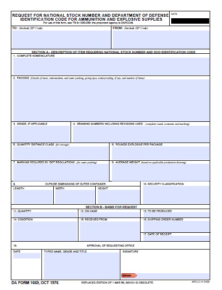 DA Form 1669 form preview