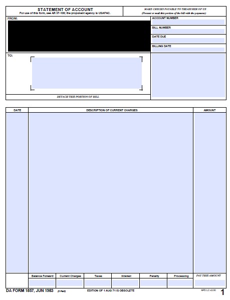 DA Form 1857 form preview