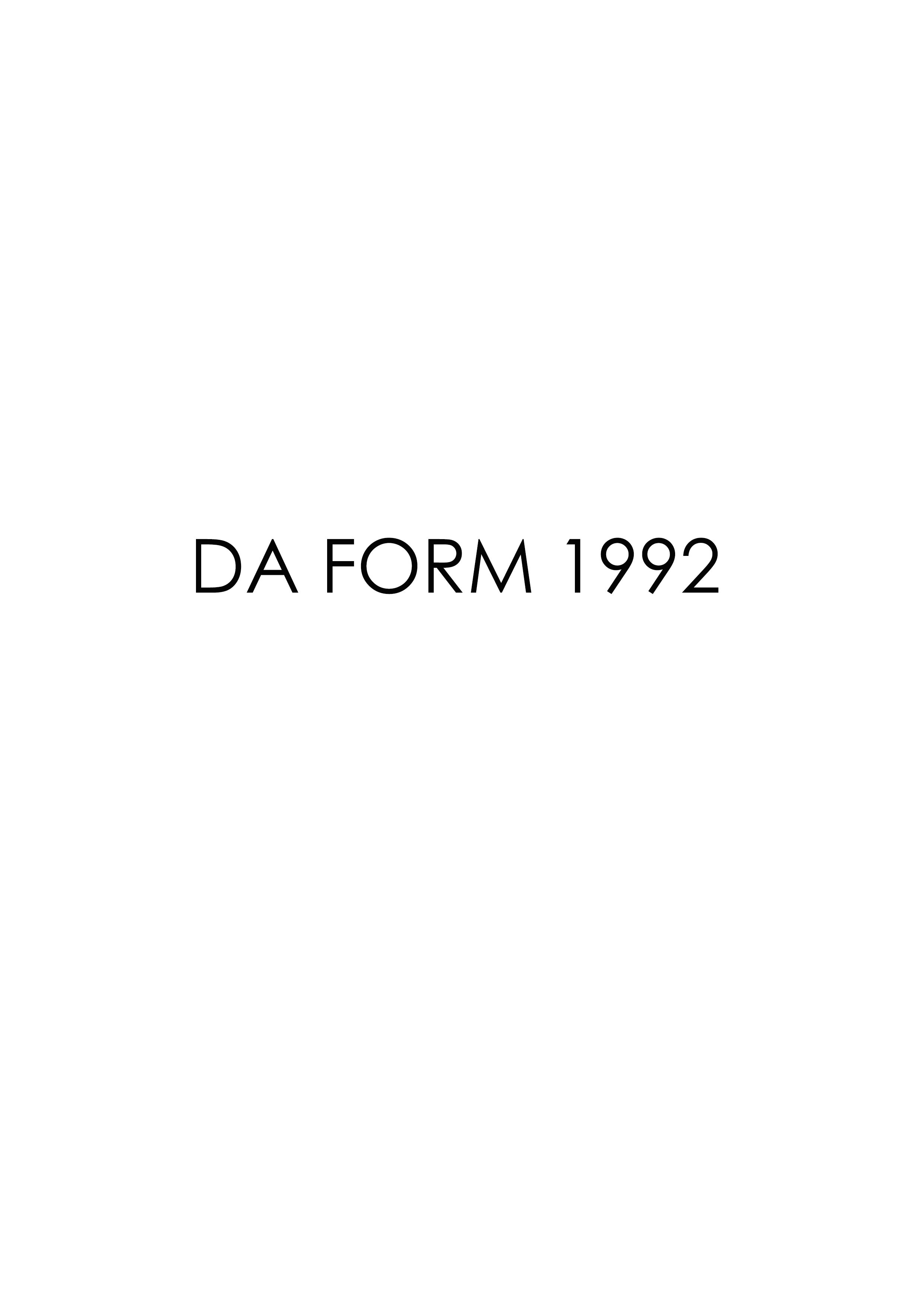 DA Form 1992 form preview