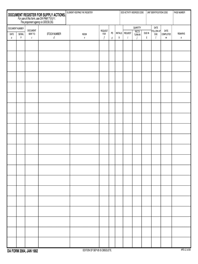 DA Form 2064 form preview