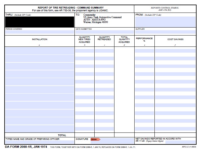 DA Form 2088-1-R form preview