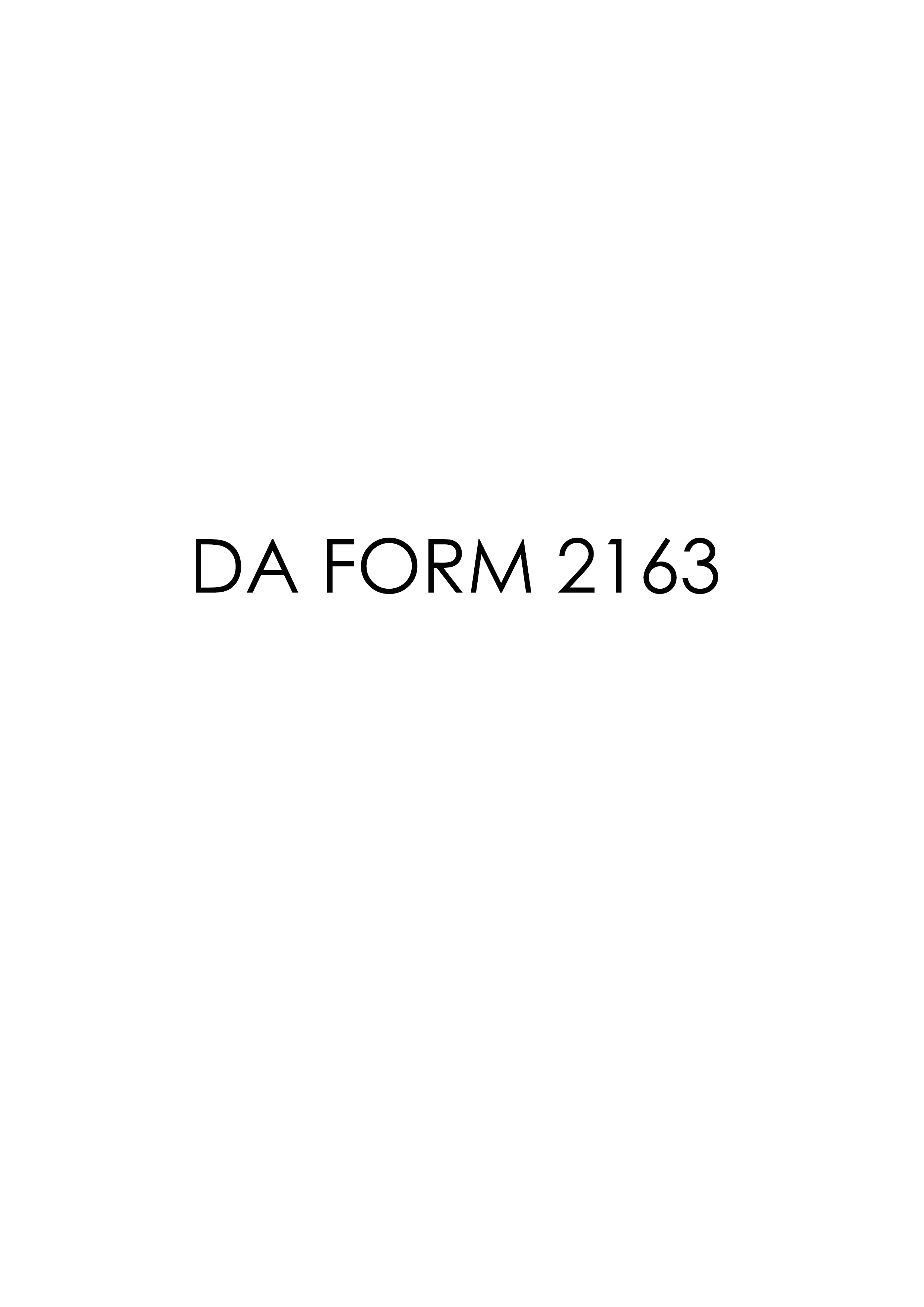 DA Form 2163 form preview