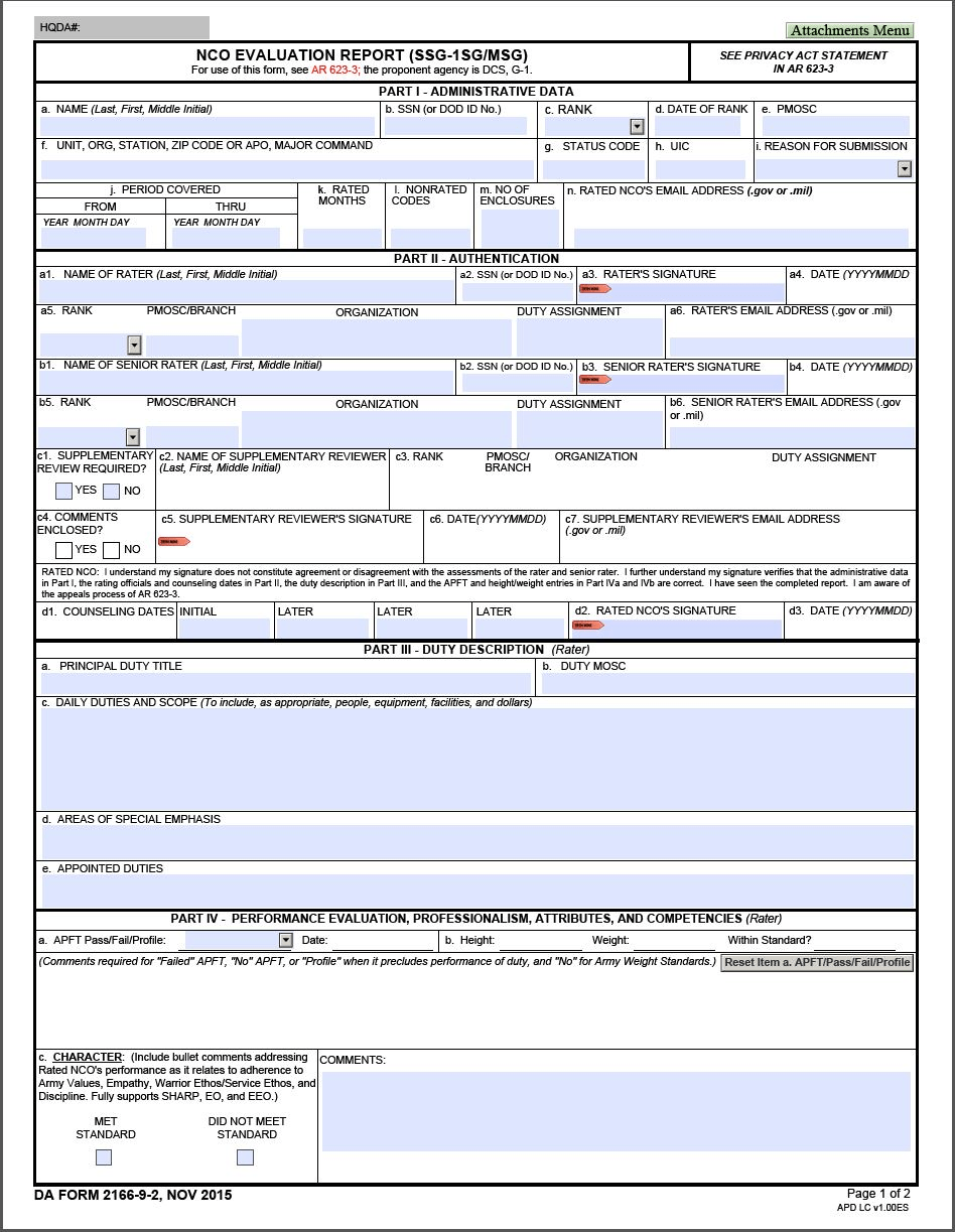 DA Form 2166-9-2 form preview