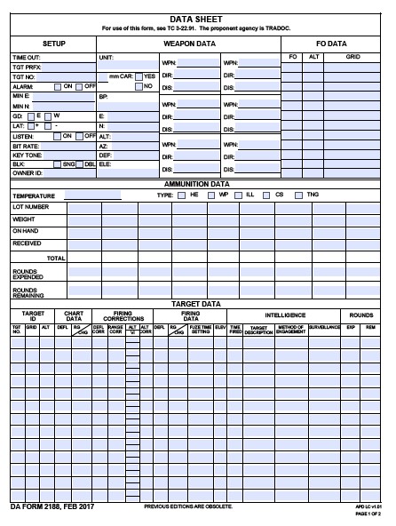 DA Form 2188 form preview
