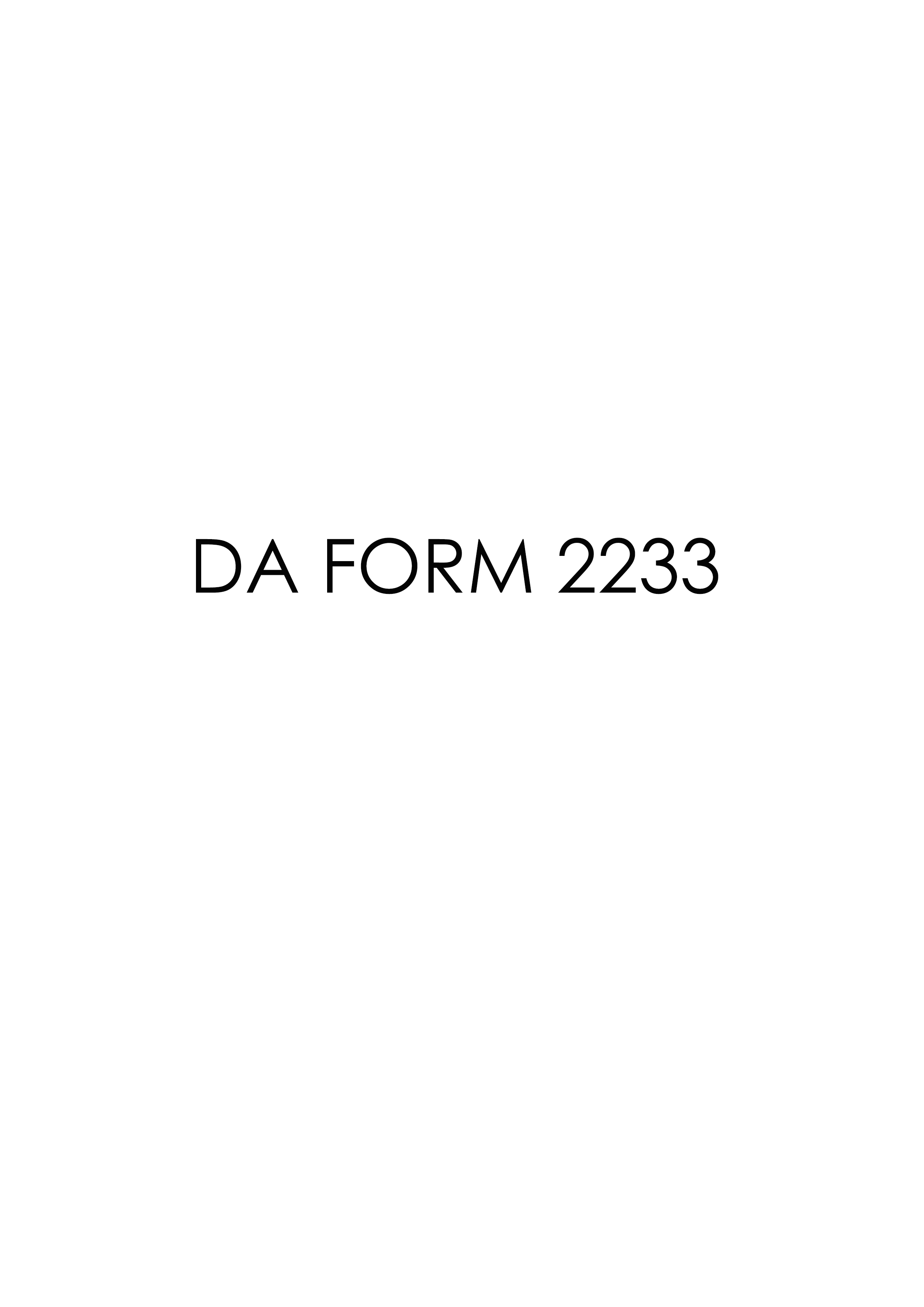 DA Form 2233 form preview